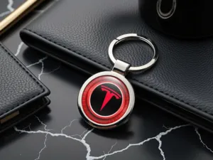 Tesla Porte-clés Métal Look Premium Acier Inox